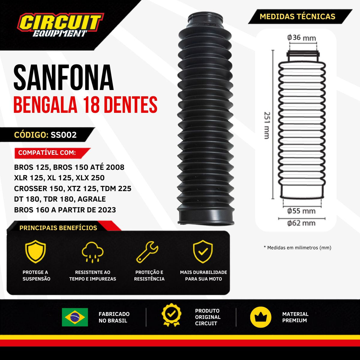 Sanfona Bengala 18 Dentes