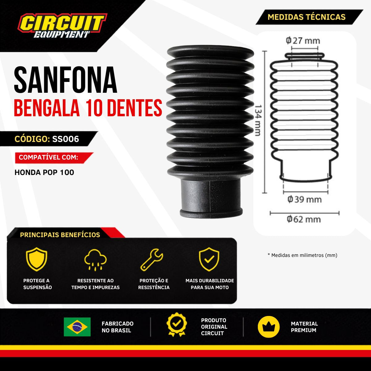 Sanfona de Bengala 10 Dentes
