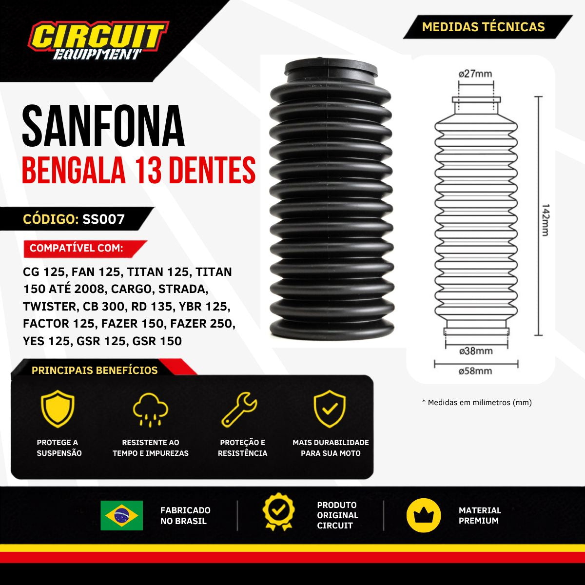 Sanfona de Bengala 13 Dentes