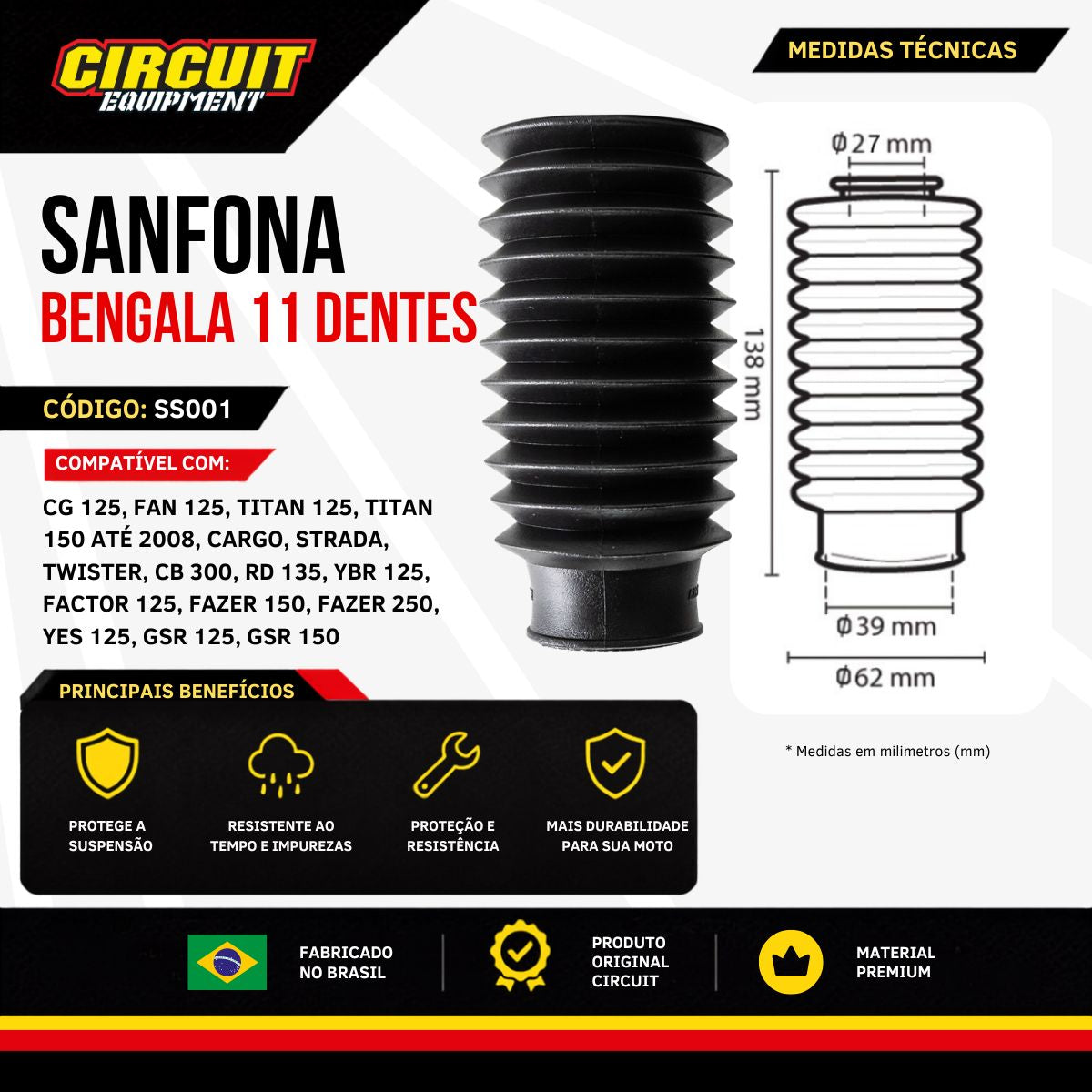 Sanfona Bengala 11 Dentes